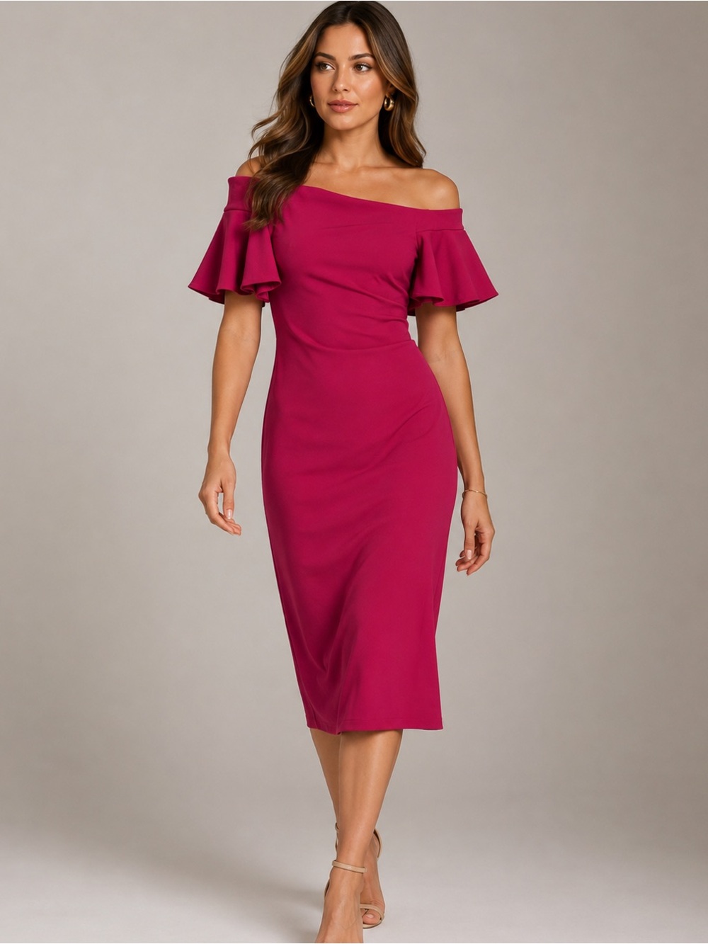 Alton Gray off-the-shoulder midi dress
